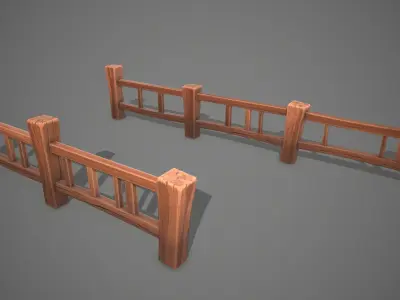 Stylized fence Low-poly 3D model