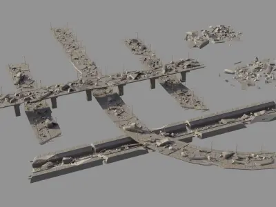 Post Apocalyptic Ruined City 2 3D model