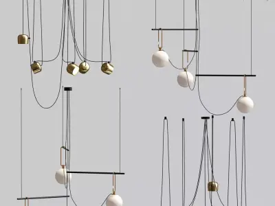 Flos Aim And Ceiling Light Pendant Gold 3D model