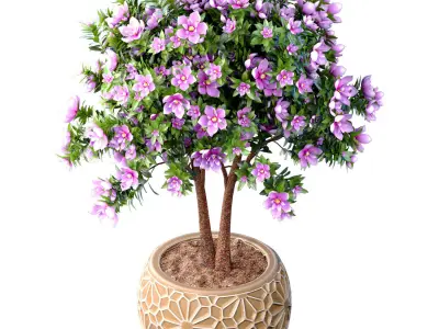 Decorative flowering garden Arabic tree flowerpot oriental style 3D model