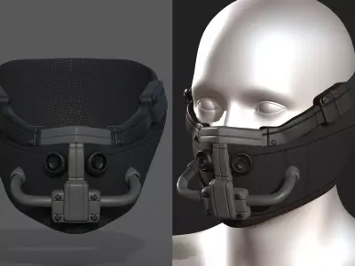 Gas mask respirator scifi futuristic  Low-poly 3D model