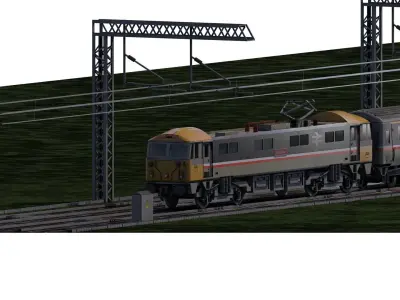 British rail class 87 intercity with  coaches 3D model