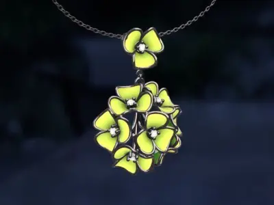 Silver Flower Shape Diamond 3D print model