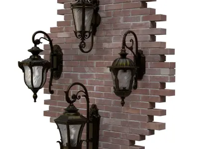 Retro Outdoor Wall Lanterns Low-poly 3D model