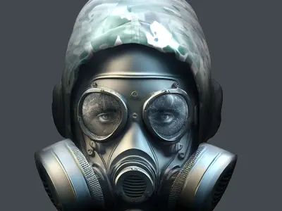 Gas mask helmet 3d model military combat Low-poly 3D model Low-poly 3D model 5