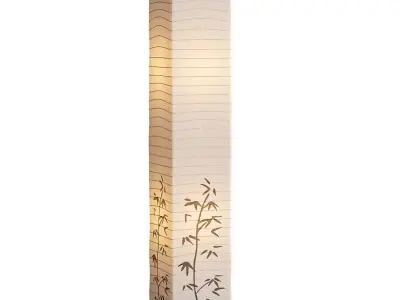 Bamboo printed white paper floor lamp 3D model