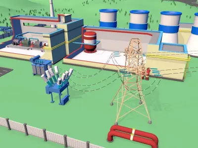 Thermal power plant 3D model