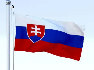 Animated Slovakia Flag Low-poly 3D model