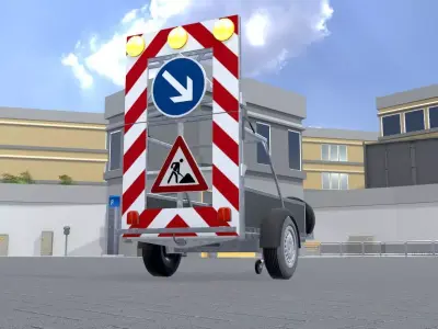 Traffic sign 615 Mobile barrier sign right 2500x1700 Low-poly 3D model
