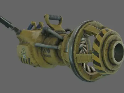 PBR SciFi Rigged ScrapGun With VFX and Sound Effects Low-poly 3D model