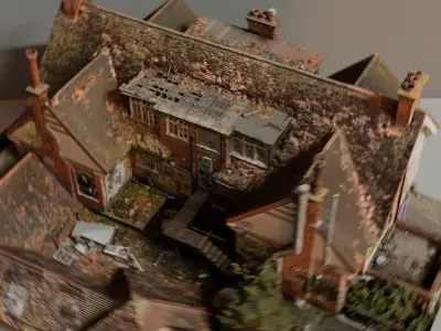 Photogrammetry scan of abandoned Pub Low-poly 3D model