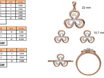 Light wt Ring Earrings Pendant set stl jcd 1-render details 3D print model 25