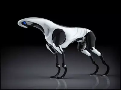 Futuristic Robot Dog Sleek White Black Mechanical Canine 3D Low-poly 3D model
