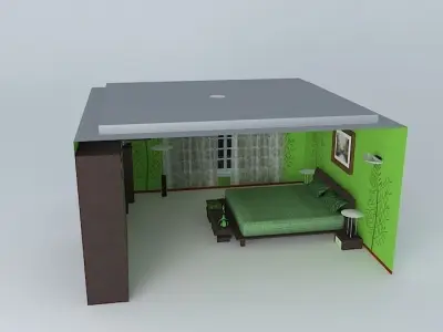 Bamboo Bedroom using THORN light collection Free 3D model