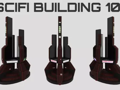 SciFi Cyberpunk Building 10 Low-poly 3D model