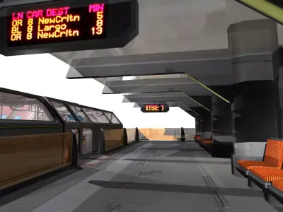 SciFi Tram Station Pack Low-poly 3D model