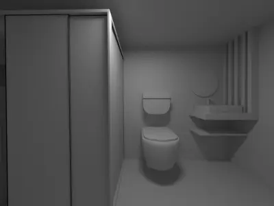BathRoom modern with toilet and shower 3D model