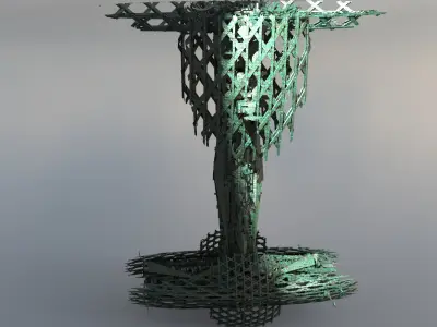 Emerald Cyberpunk tower 3D model