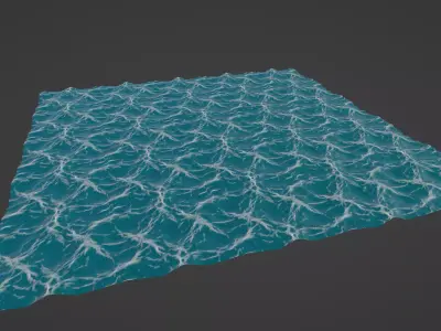 Ocean sea water waves Low-poly 3D model