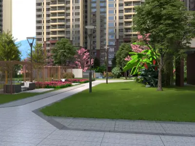 Landscape animation in gardens 3D model