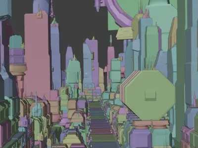 Future Tech Megacity Low-poly 3D model