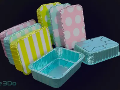 Colored Aluminum foil trays Low-poly 3D model
