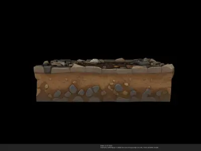 Stylized Ground Tile - Dirt Patch with Stones 3D Model - AI Low-poly 3D model