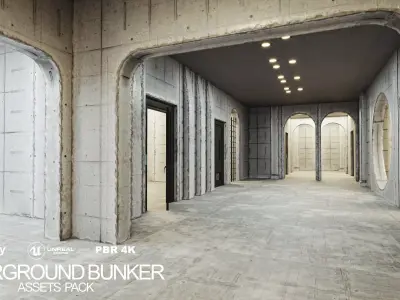 Underground Bunker With Modular Pack Low-poly 3D model