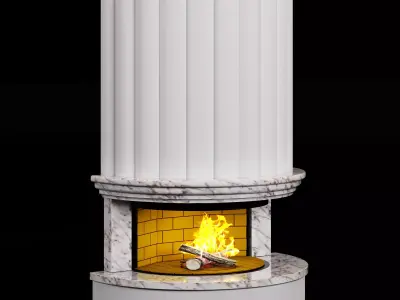 marble fireplace contemporary 3D model