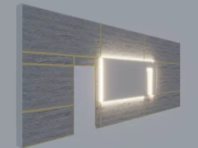 paneling led wall light with square shape 3D model