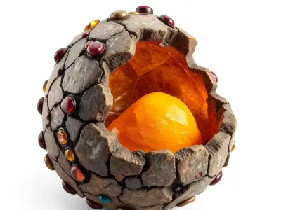Ancient Gemstone Egg with Glowing Core Low-poly 3D model