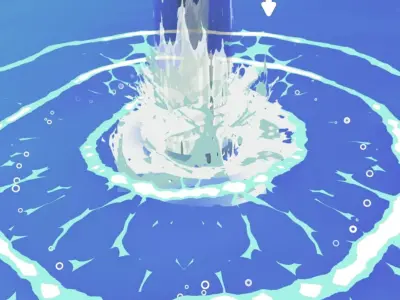 anime style waterfall complete pack of 8 3D model