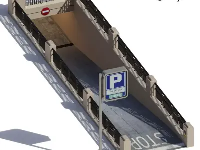Entrance-Exit to the underground parking 3D model