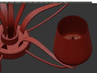 Flora 5 Arm Chandelier Low-poly 3D model