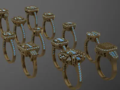14 Wedding and engagement Ring light version 3D print model