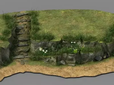 hillside - mountain - stone ladder 06 3D model