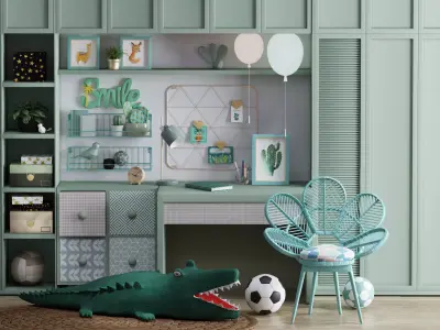 Green Kidroom Toys Interior  3D model