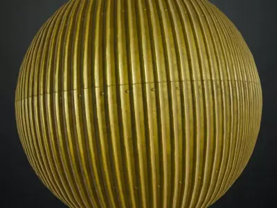 Golden Metal Corrugated PBR Seamless Texture
