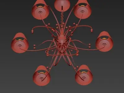 Pendant light chandelier in chrome with shades 3D model