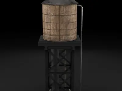 reservoir 3d model PBR water tower Low-poly 3D model