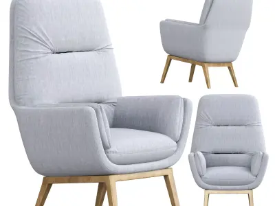 chair lounge in light with wooden legs 3D model