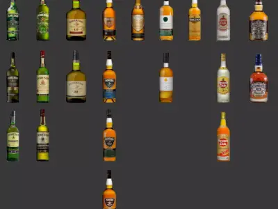 Bottles scotch whisky pack for sims Low-poly 3D model
