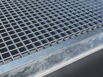 Industrial Metal Floor Grate Set Low-poly 3D model