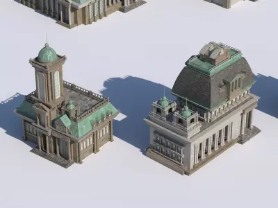 Medieval European classical architecture package Low-poly 3D model