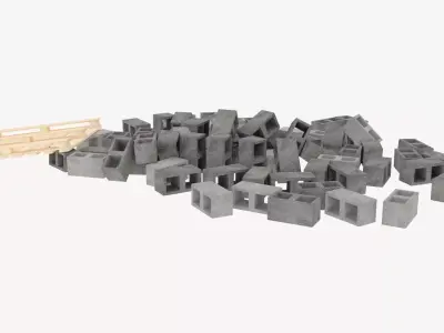 concrete bricks pallet 2 3D model
