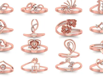 170 Wedding Engagement Women Light Weight Rings Collection 3D Model Pack