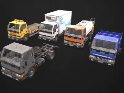 Light Truck Collection Low-poly 3D model
