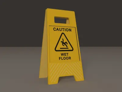 Wet Floor Sign Free low-poly 3D model