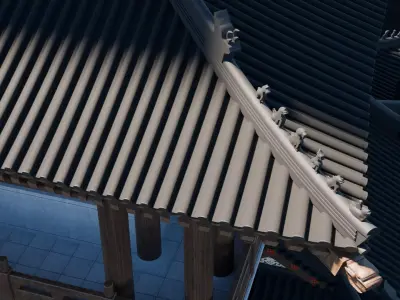 Blender Chinese Ancient Architecture Pavilion Model 3D model