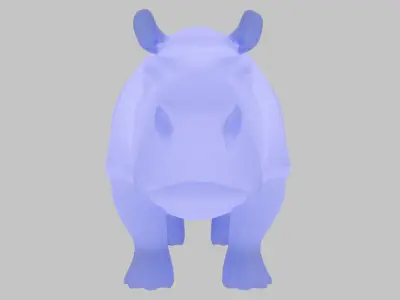 Indirect lighting of hippopotamus 3D model